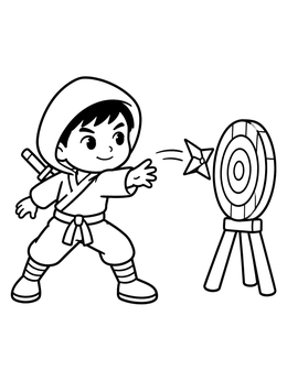 Free printable Young Ninja Target Practice coloring page