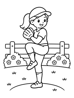 Free printable Young Baseball Pitcher In The Backyard coloring page