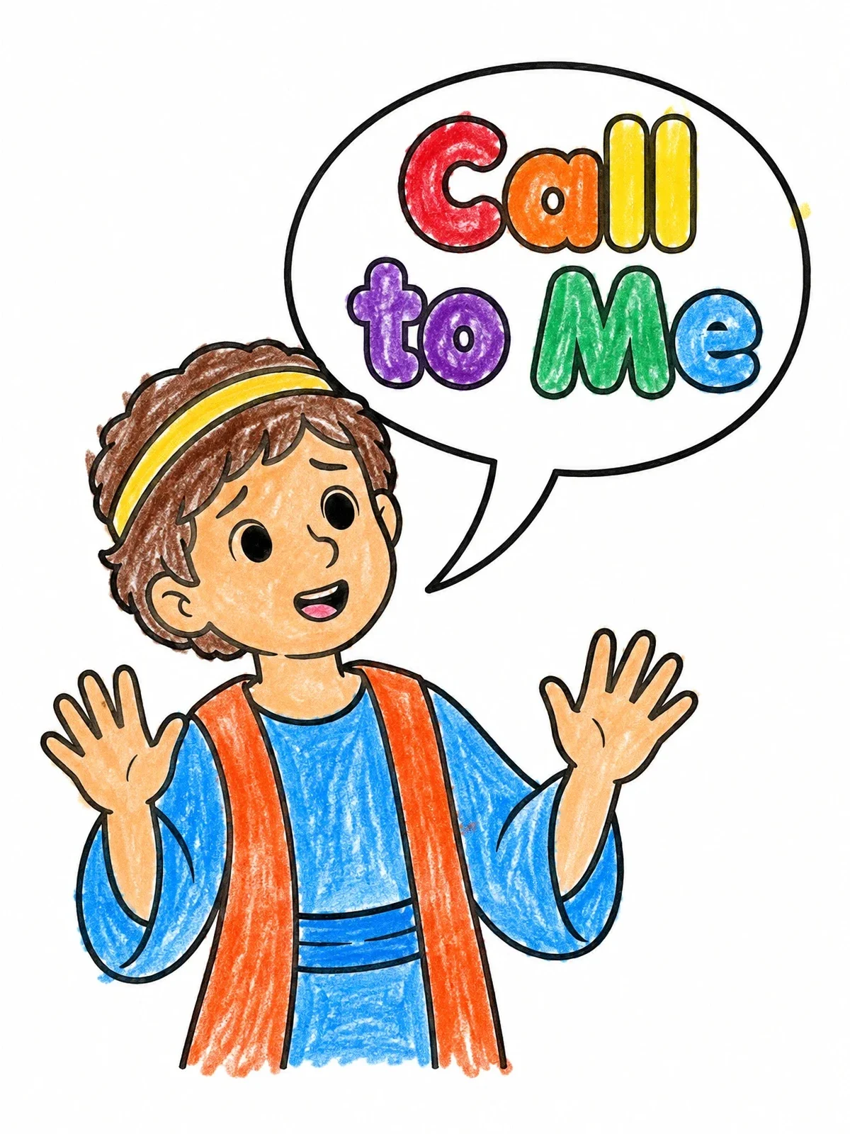 Colored example of the Young Prophet Jeremiah Hearing God coloring page
