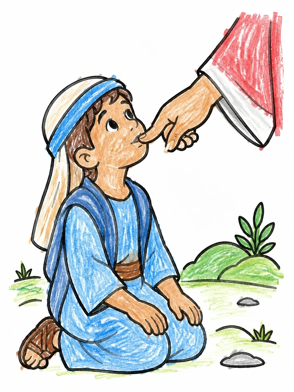 Colored example of the Young Jeremiah Called By God coloring page