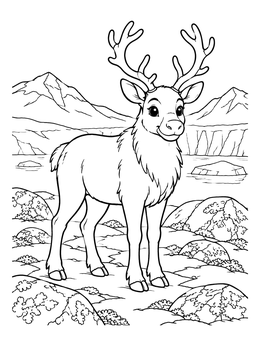 Free printable Young Reindeer In Arctic Tundra coloring page