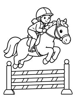 Free printable Young Rider Jumping Over Fence coloring page