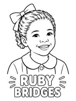 Free printable Smiling Young Ruby Bridges Portrait coloring page