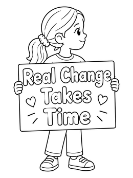 Free printable Young Ruth Bader Ginsburg Holding Inspiring Sign coloring page