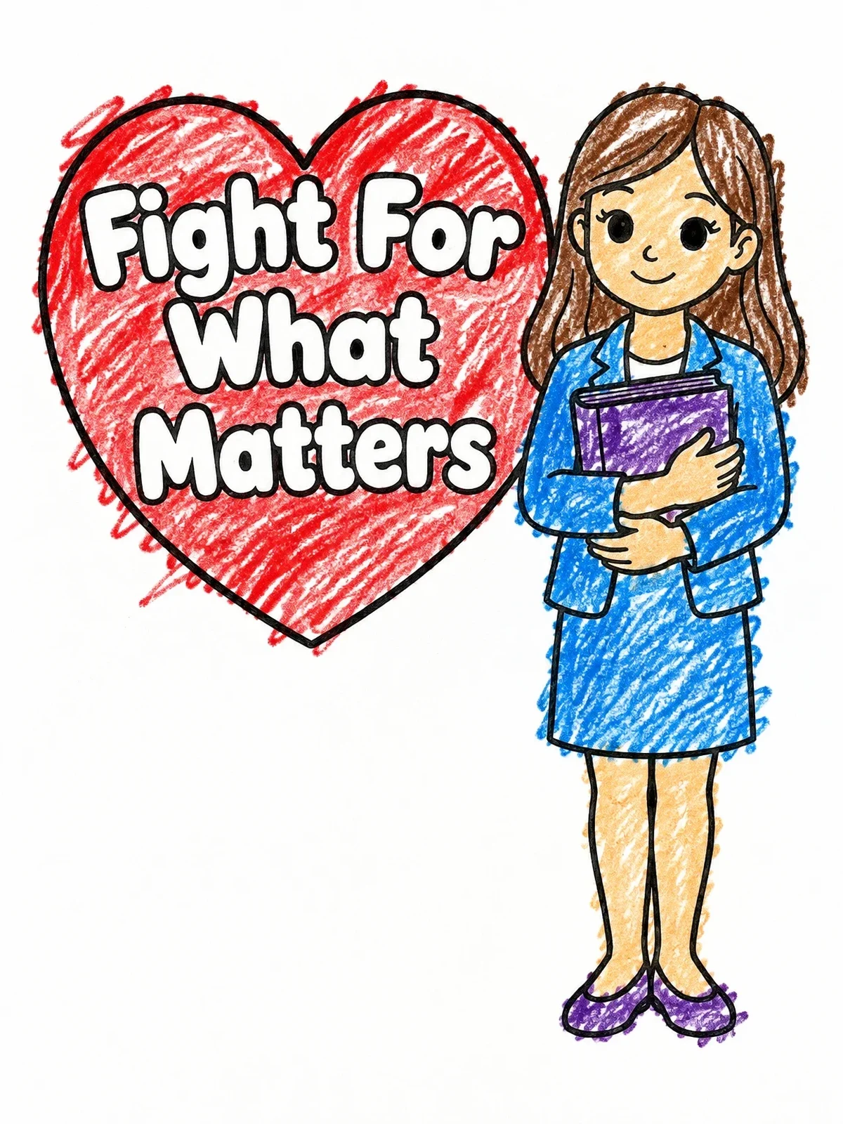 Colored example of the Young Ruth Bader Ginsburg Holding Book coloring page