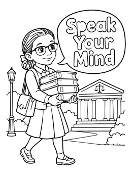 Free printable Young Ruth Bader Law Student coloring page