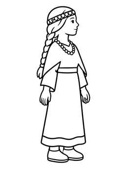 Free printable Young Sacagawea In Traditional Dress coloring page