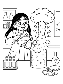Free printable Young Scientist Foamy Beaker Experiment coloring page