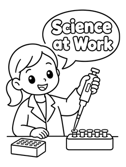Free printable Young Scientist With Micropipette coloring page