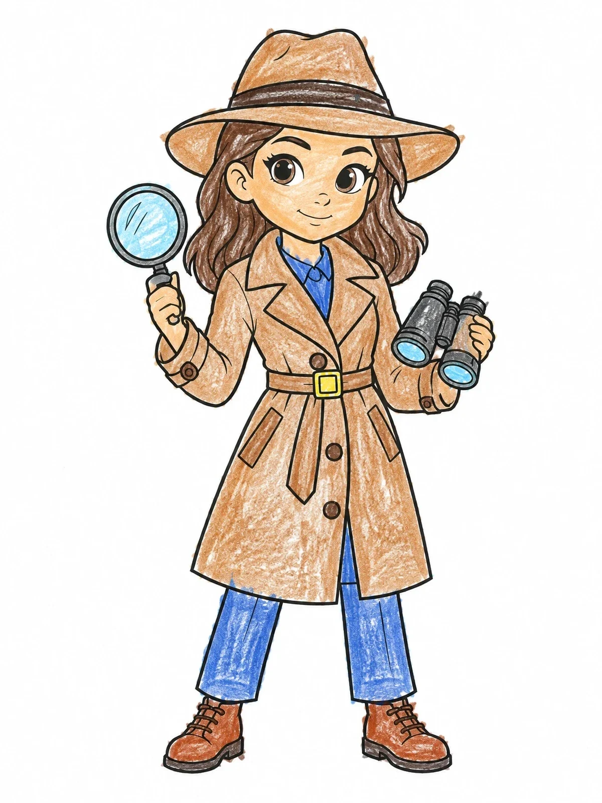Colored example of the Young Secret Agent With Spy Gear coloring page