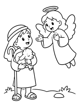 Free printable Young Shepherd And Flying Angel coloring page
