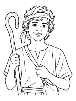 Free printable Young Shepherd David With Crook coloring page