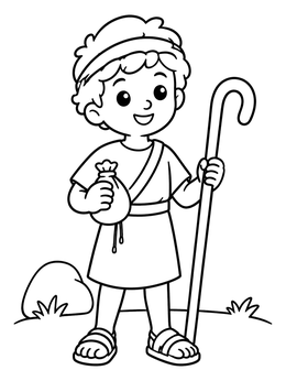 Free printable Young Shepherd David With Staff coloring page