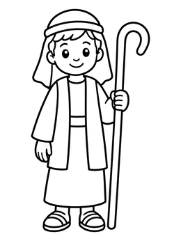 Free printable Young Shepherd With Staff coloring page