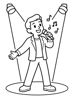 Free printable Young Singer In The Spotlight coloring page