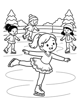 Free printable Young Skater Gliding On Ice coloring page
