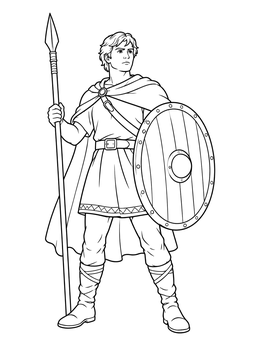 Free printable Young Anglo Saxon Warrior With Shield coloring page