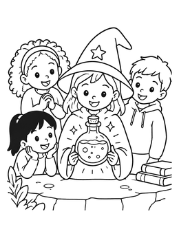 Free printable Young Wizard With Magic Potion coloring page