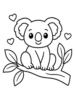 Free printable Cute Koala On Tree Branch coloring page