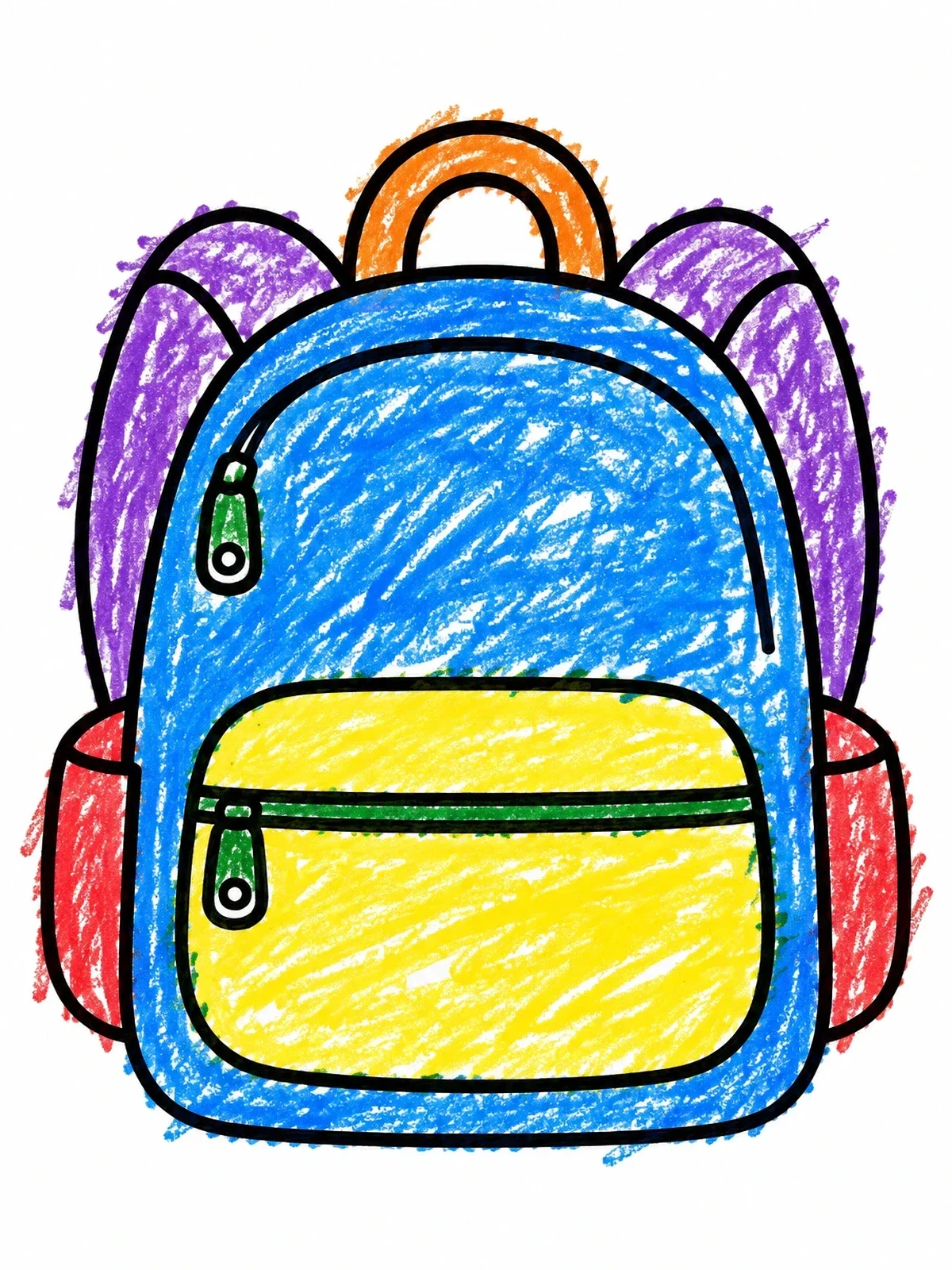 Colored example of the Simple School Backpack Outline coloring page