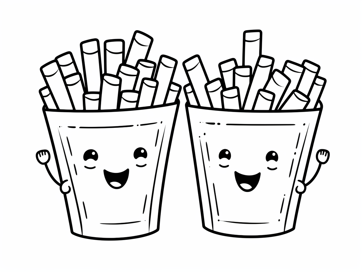 Yummy French Fries Coloring - Coloring Page