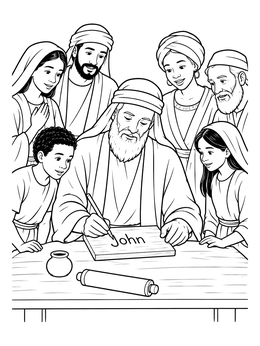 Zechariah names his newborn in this john the baptist coloring page.
