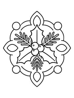 Free printable Festive Holly And Pine Ornament coloring page