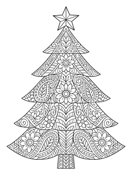 Free printable Intricate Mandala Christmas Tree coloring page