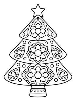 Free printable Patterned Christmas Tree With Star coloring page