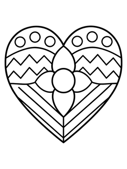 Free printable Patterned Heart With Geometric Shapes coloring page