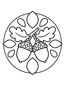 Free printable Acorn Pair In Autumn Wreath coloring page