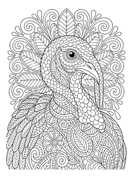 Free printable Intricate Mandala Turkey Portrait coloring page