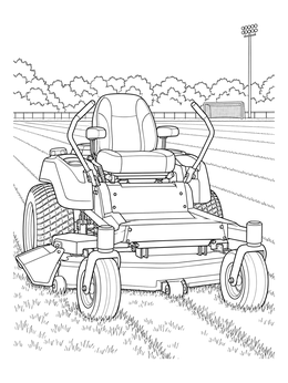 Free printable Zero Turn Mower On Sports Field coloring page