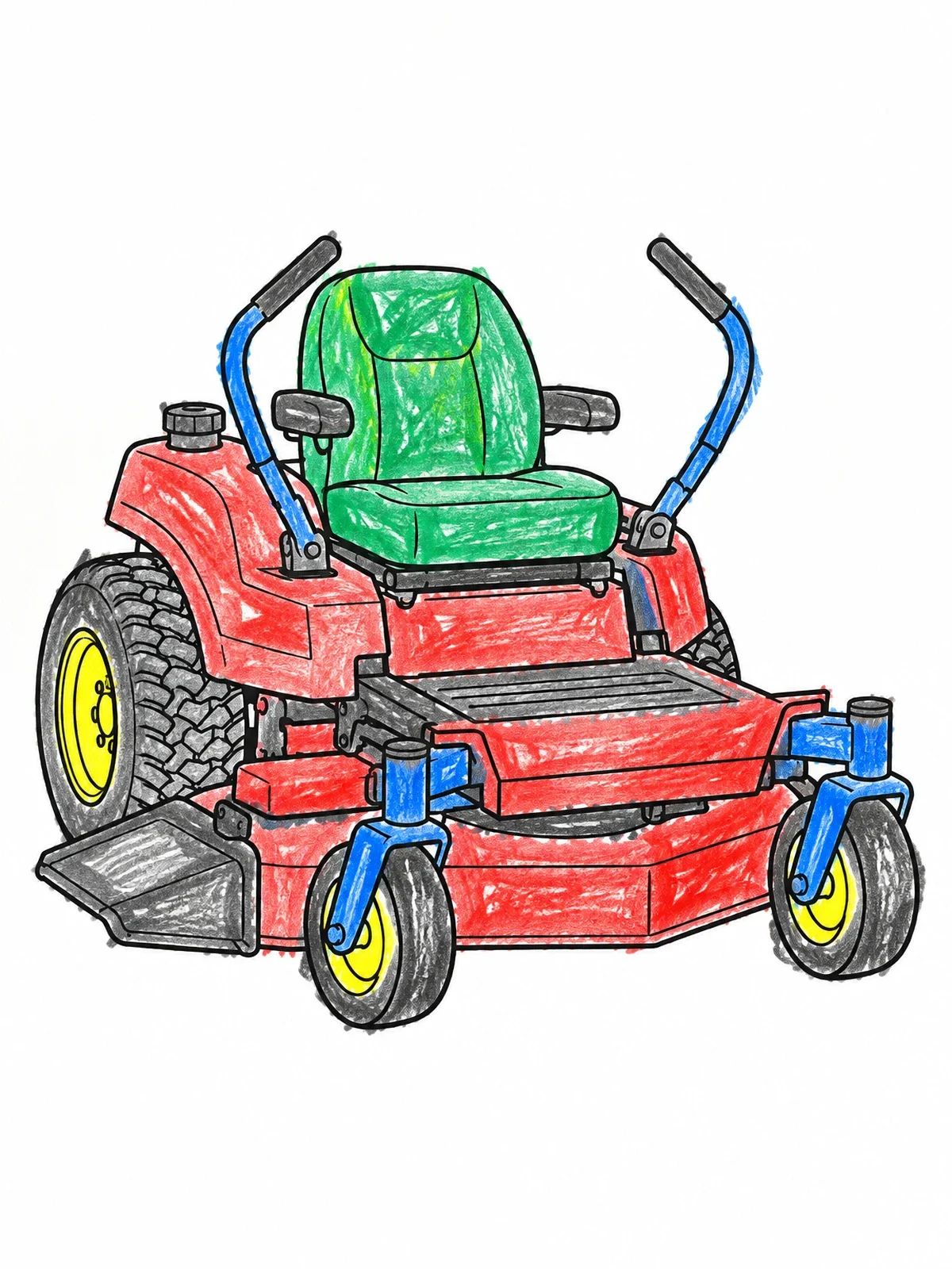Colored example of the Zero Turn Riding Lawn Mower coloring page