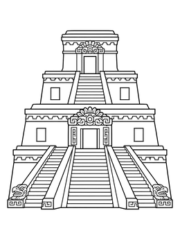 Free printable Ancient Stepped Temple Pyramid coloring page