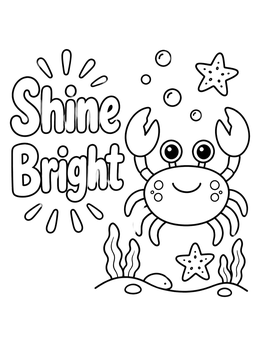 Free printable Cute Cancer Crab Shine Bright coloring page