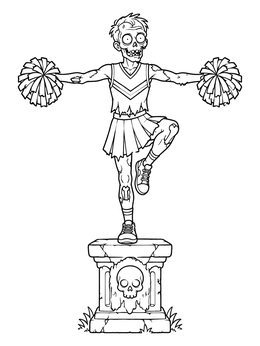 Free printable Zombie Cheerleader On Stone Pedestal coloring page