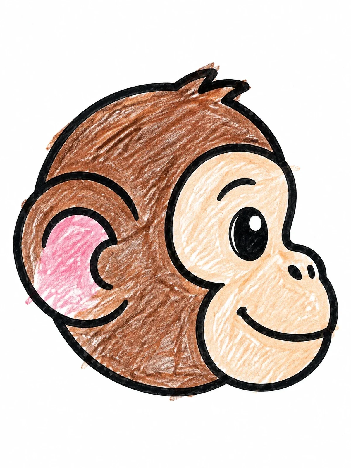 Colored example of the Cute Chimpanzee Head Profile coloring page