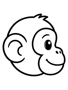 A simple cute chimpanzee head in profile on this zoo coloring page.