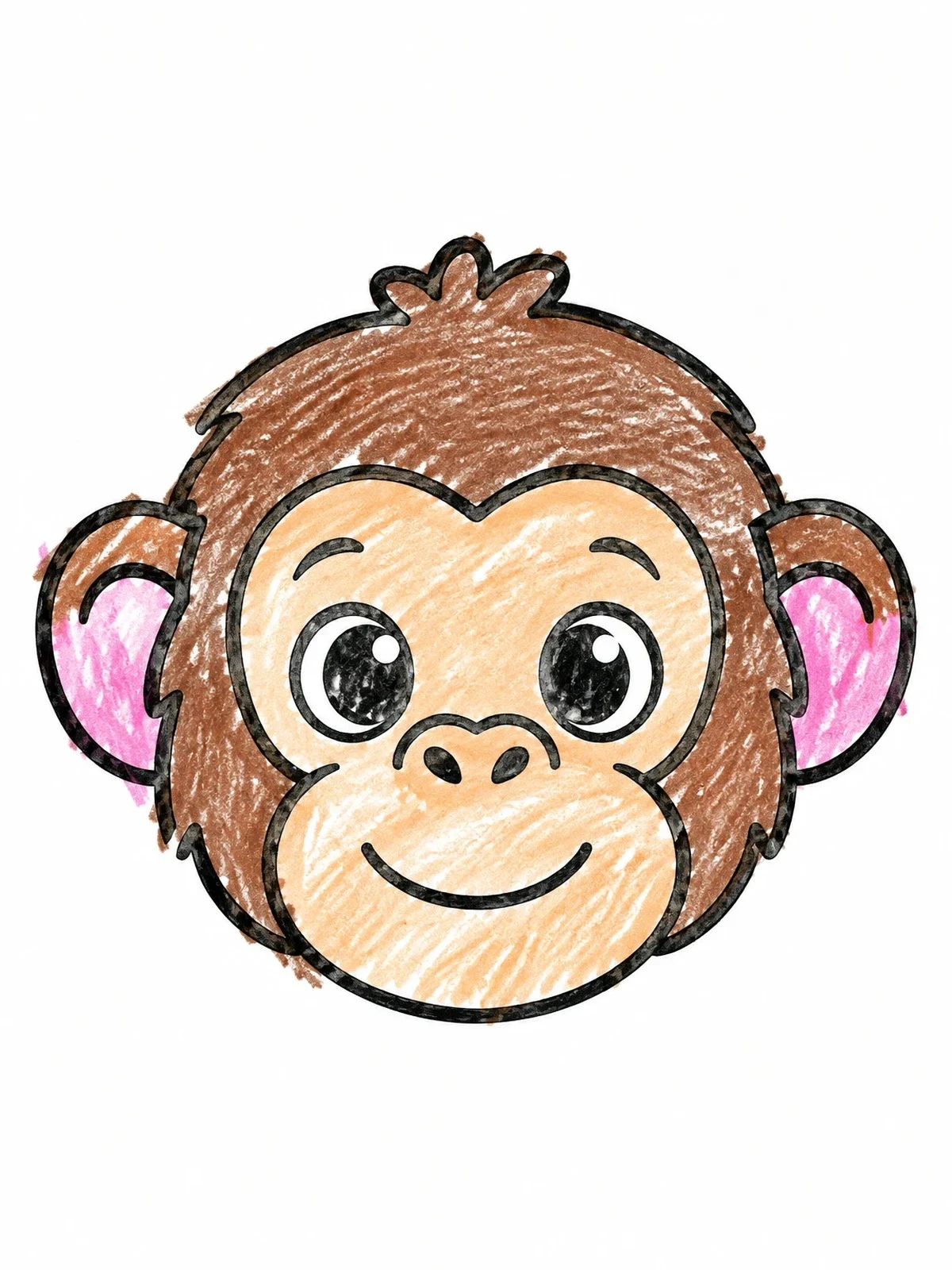 Colored example of the Cute Little Chimpanzee Face coloring page