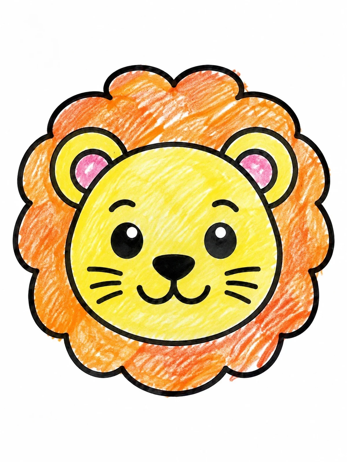 Colored example of the Cute Simple Lion Face coloring page