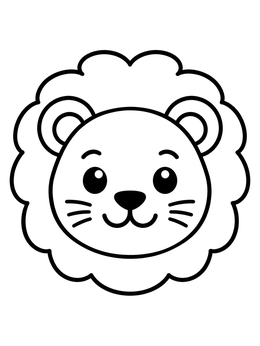 A friendly lion head on this zoo coloring page for young kids.