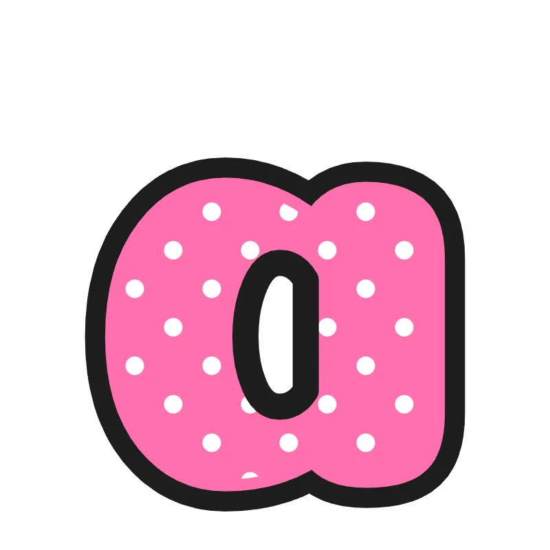 Lowercase bubble letter a – Polka dots style