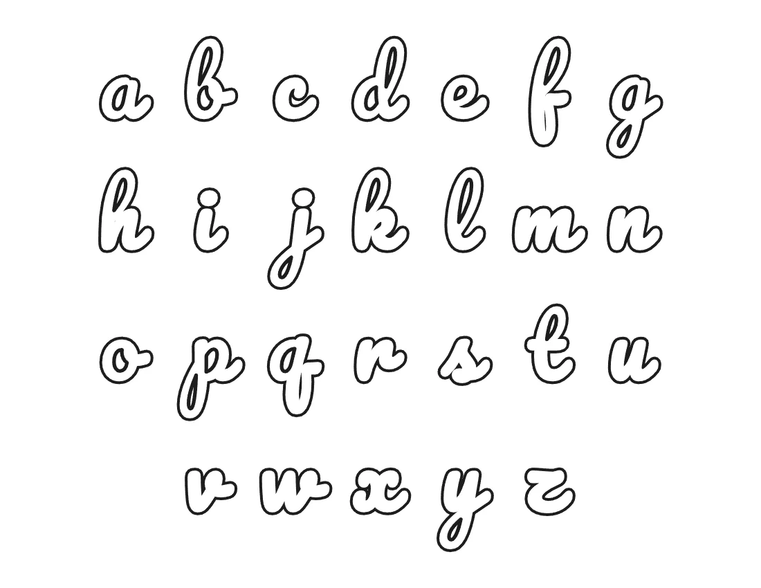 Lowercase bubble letters alphabet a to z – Cursive style