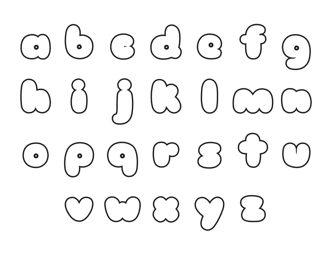 Lowercase bubble letters alphabet a to z – Cute style