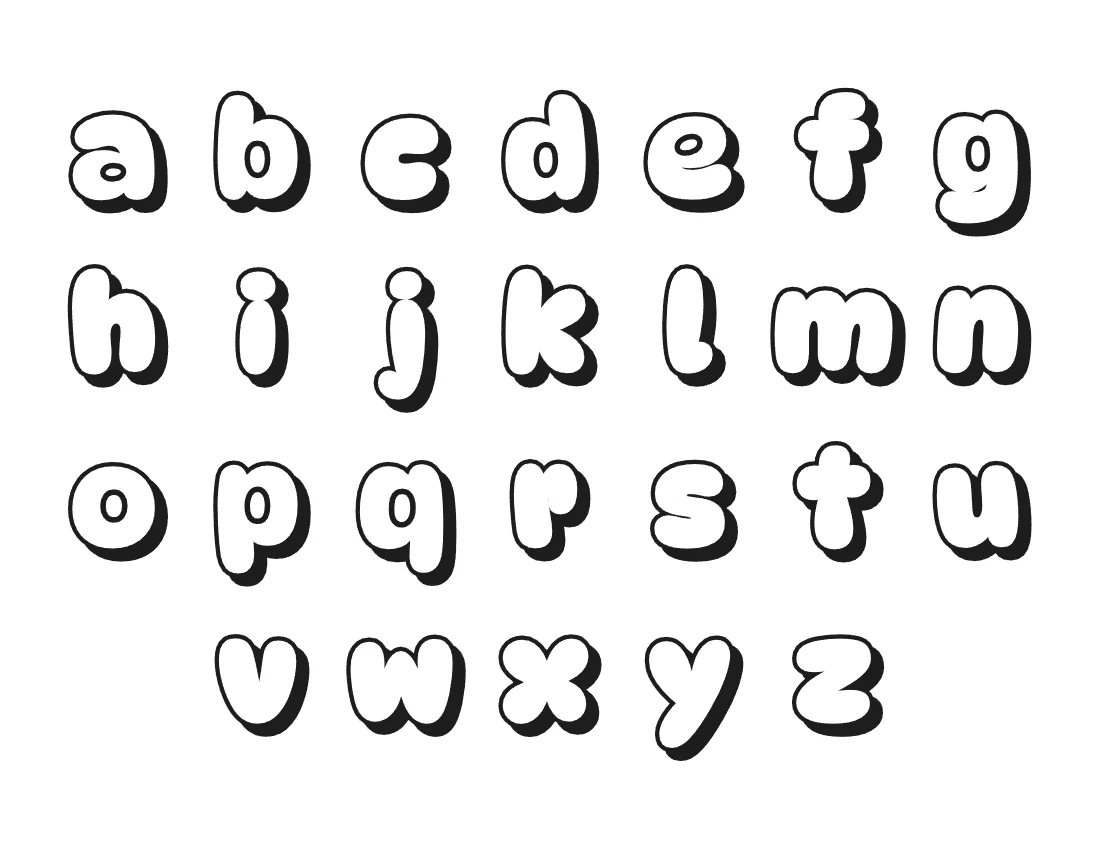 Lowercase bubble letters alphabet a to z – Shadow style