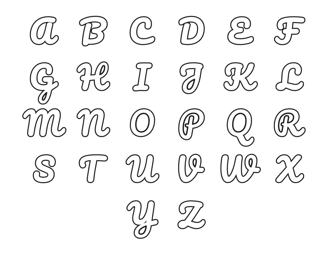 Bubble letters alphabet A to Z – Cursive style