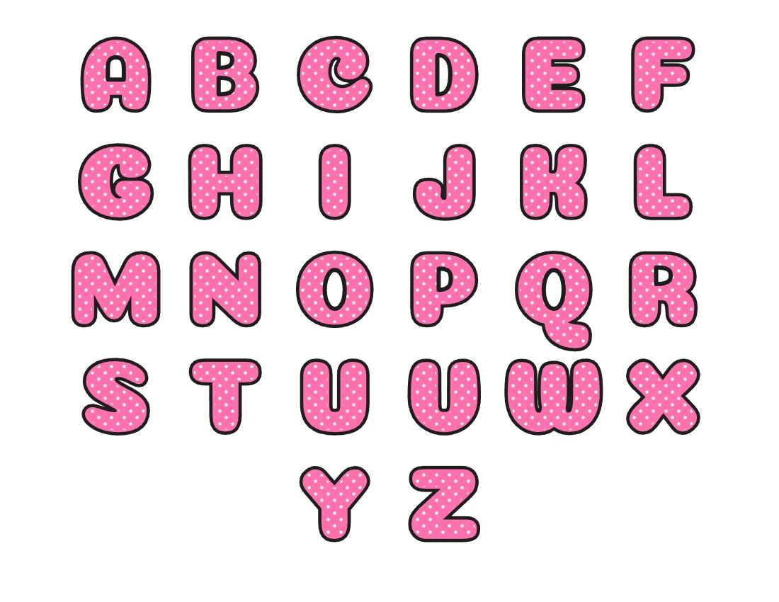 Bubble letters alphabet A to Z – Polka dots style