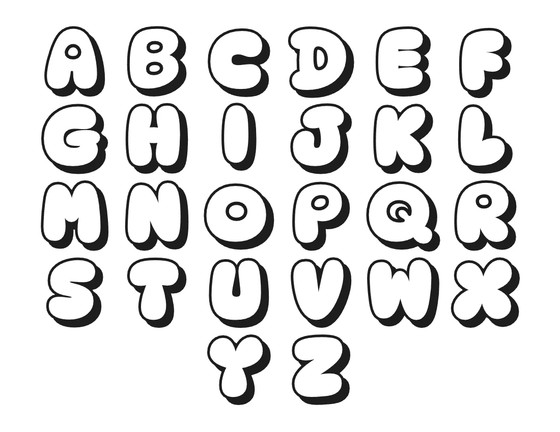 Bubble letters alphabet A to Z – Shadow style