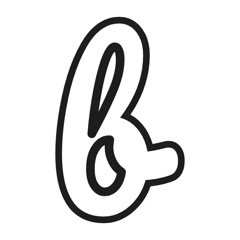 Lowercase bubble letter b – Cursive style